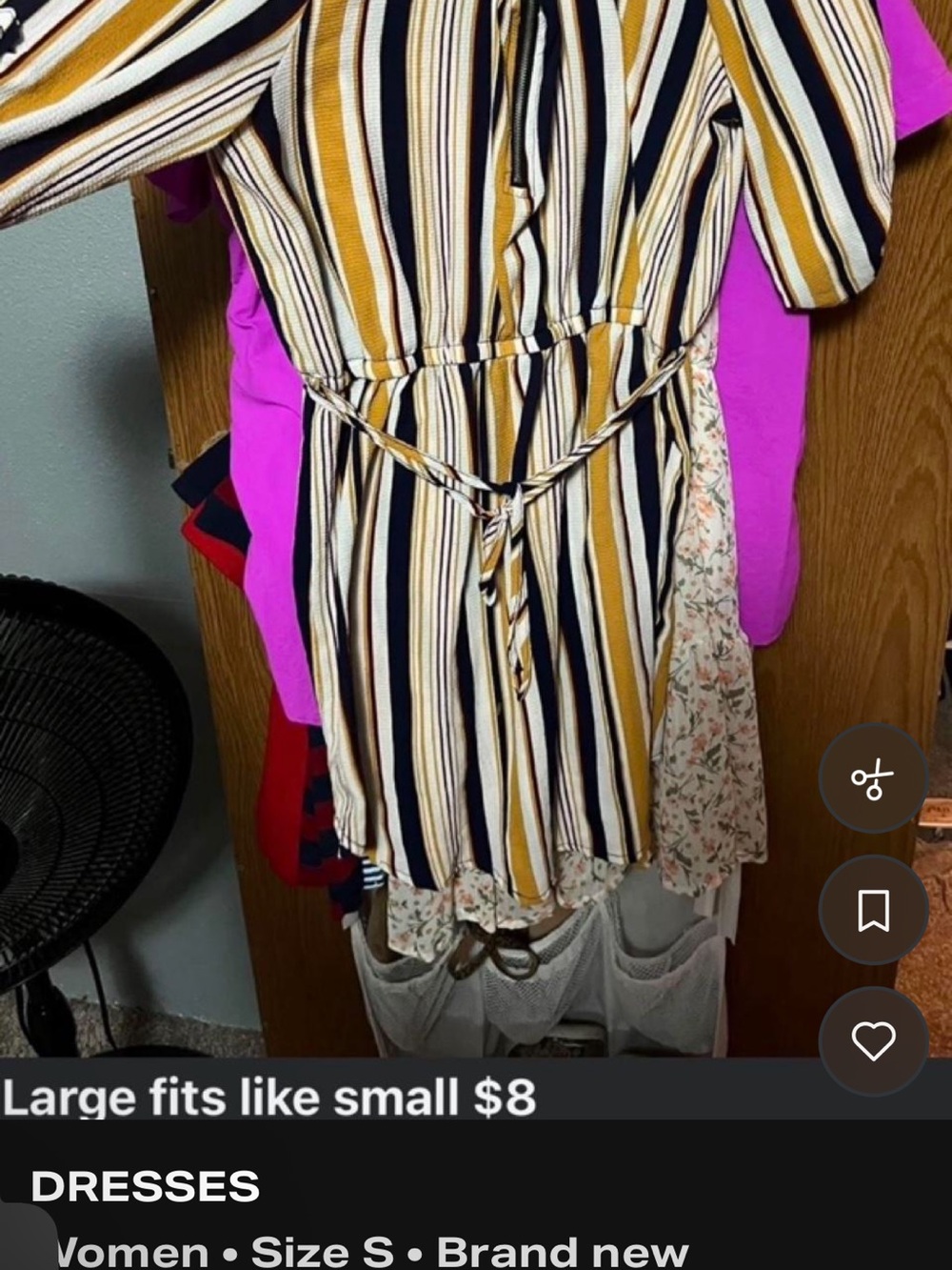 T.J.Maxx Striped Midi Dress in Mustard, Navy & White